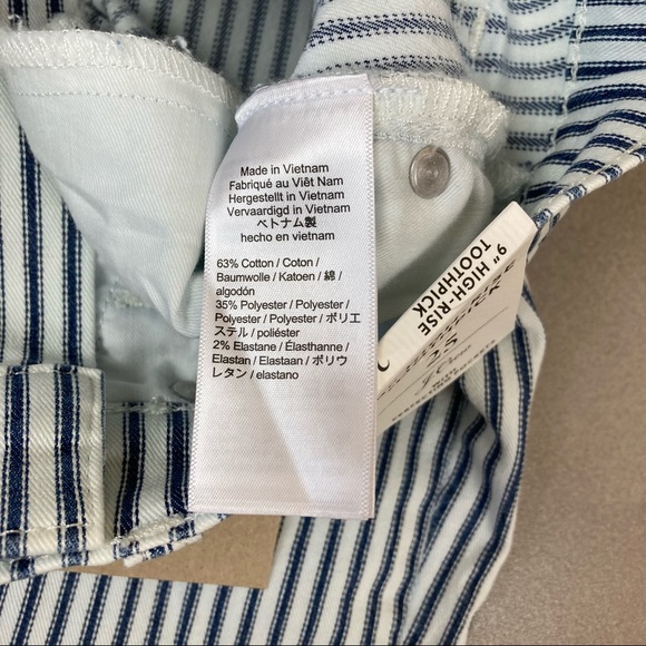 J. Crew Denim Blue & White Stripe Button-Fly High-Rise Toothpick Jeans Size 25 - Picture 7 of 10